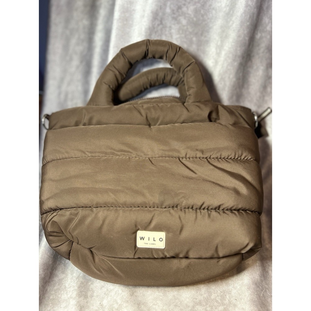 Wilo The Label Mini Puffer Tote Bag Brown Quilted Puffy Handbag Purse